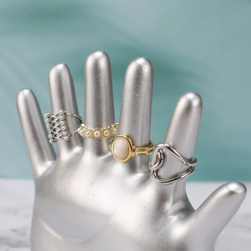 

6 Fingers Palm Shape Rings Holder Resin Crafts Watch Organizer Vintage Simple Palm Shape Jewelry Display Stand