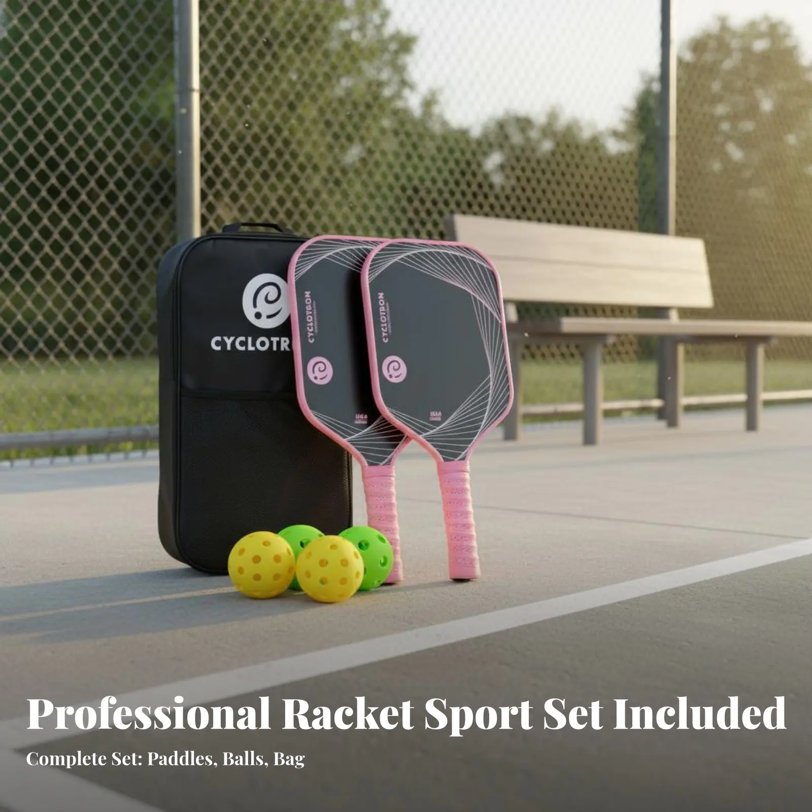 

Набор для пиклбола: ракетки с увеличеной зоной удара, из стекловолокна, легкие, влагопоглощающие, для начинающих.