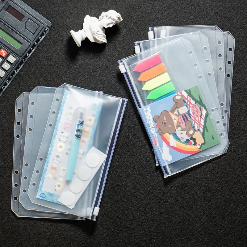 

A6 Transparent Pocket Loose-leaf Binder Waterproof Document Filing Notebook Divider Pouch Receipt Pouch Data Storage