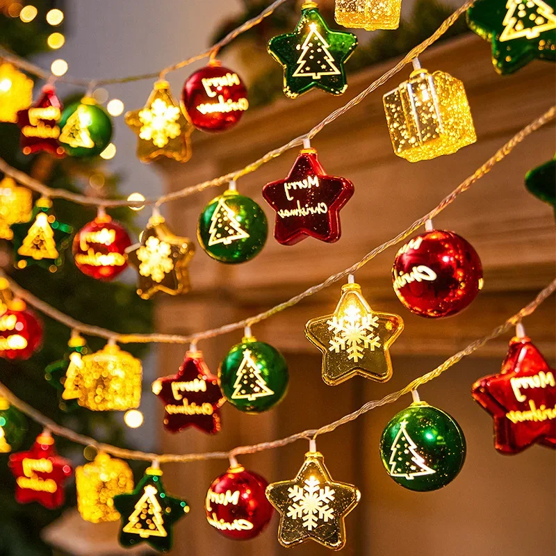 Luz de natal corda doce cana santa cluas boneco de neve lâmpada árvore de natal cordas de luz pendurado ornamentos feliz natal decoração 2025