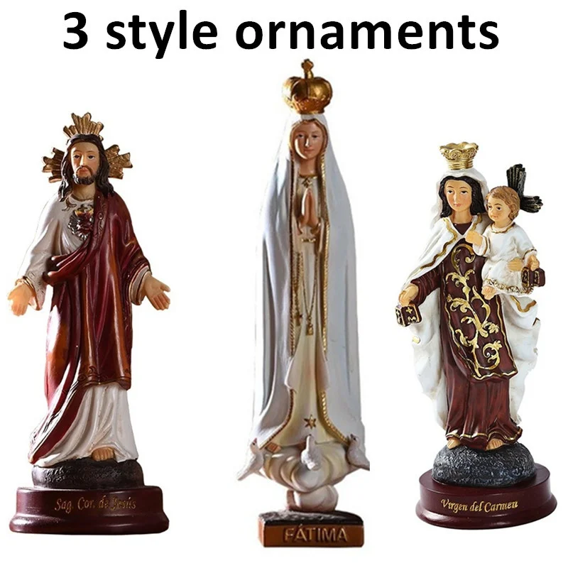 3 stil Zu Hause Kirche Ornament Religiöse Katholizismus Christianism Fatima Jungfrau Maria Madonna oder Jesus Heiligen Statue