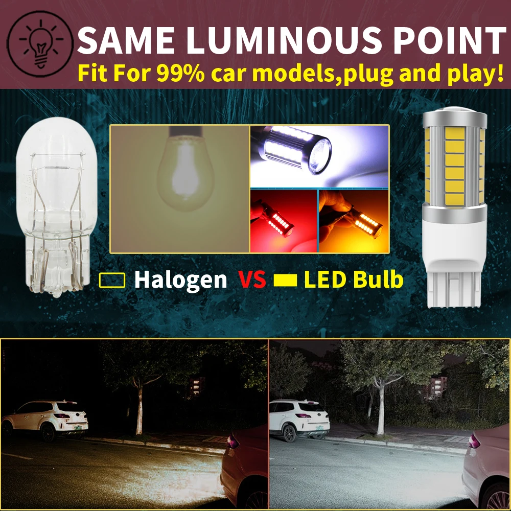 2 Stuks T20 W21/5W 7443 W 21W 580 7440 Led Remlamp Achterlicht Canbus Geen Hyper Flitsstop Diode Lamp 12V Voor Ford Ranger 2011 ~ 2024