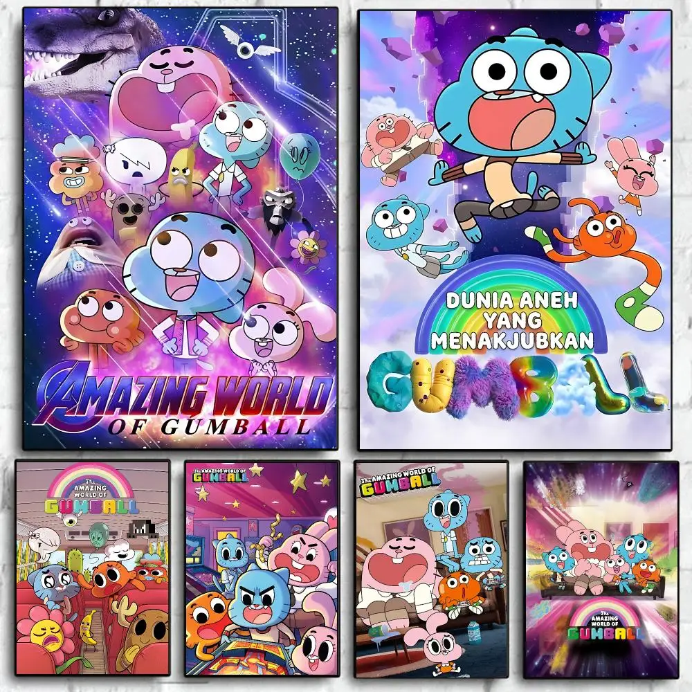Classic Hot The A-Amazing World of Gumball Poster Self Adhesive Wall Art Decor for Bedroom Living Room Office Home Decor Gift