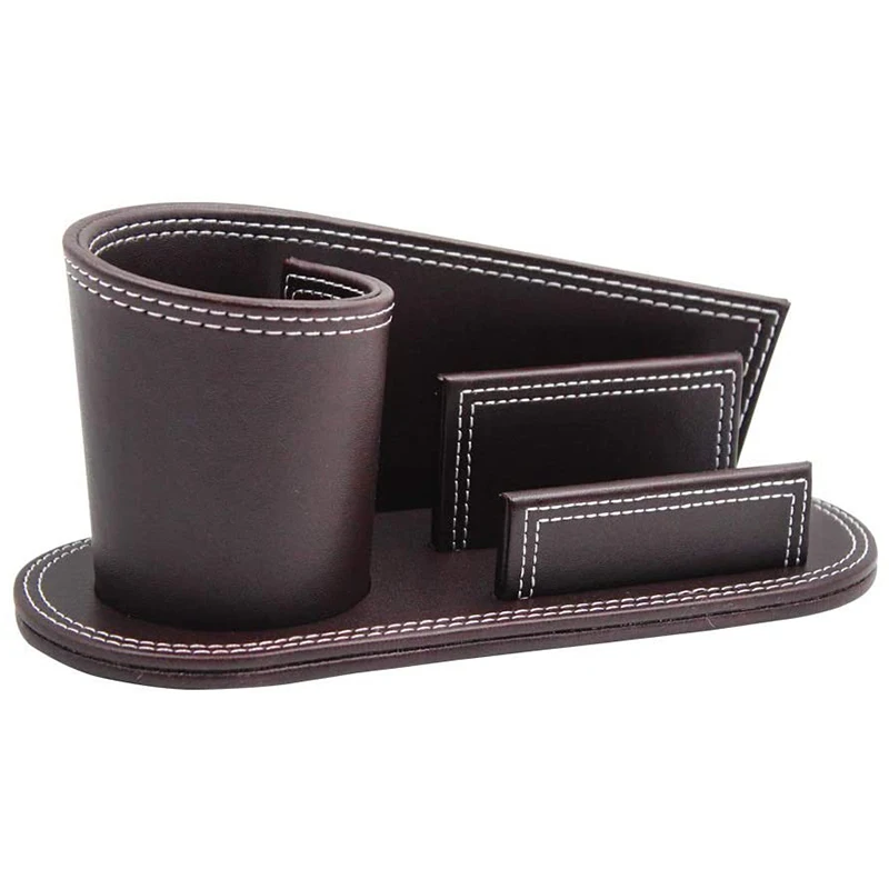 

PU Leather Stylish Personality Pen Holder,Multi-Function Desk Stationery Organizer Creative,Multifunctional Storage Box