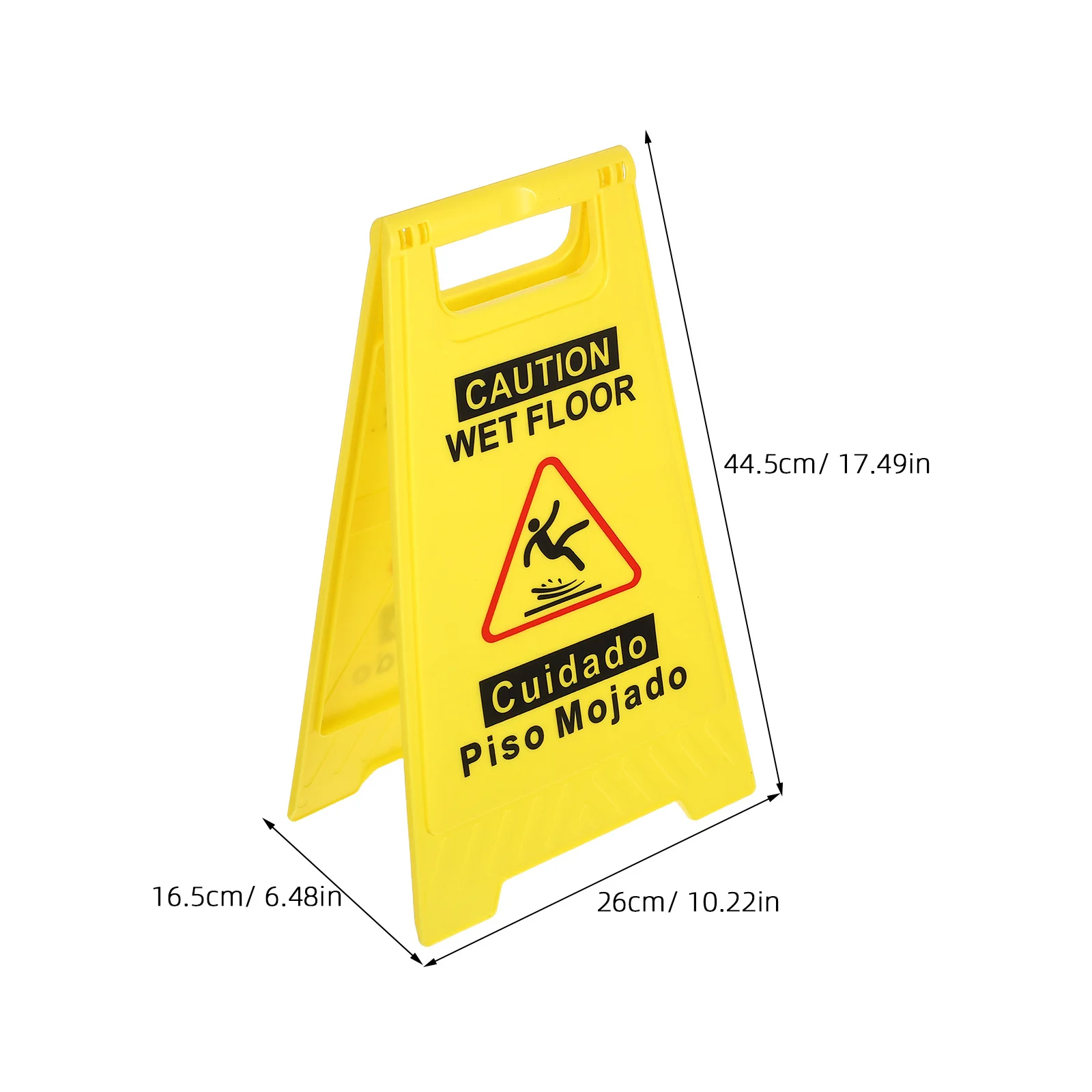 2pcs Caution Wet Floor Signs Bilingual Double Sided Yellow Pp Foldable Safety Sign For Commercial Use A-Frame Slippery Floor