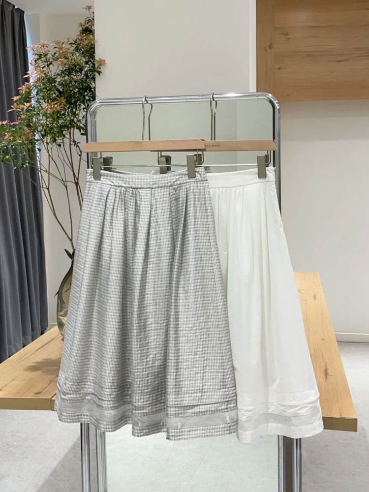 Nolara Authentic  Brand Summer 2026 Half Skirt Chiffon Patchwork High Waist A-Line Casual Nylon Blend Gored Skirt