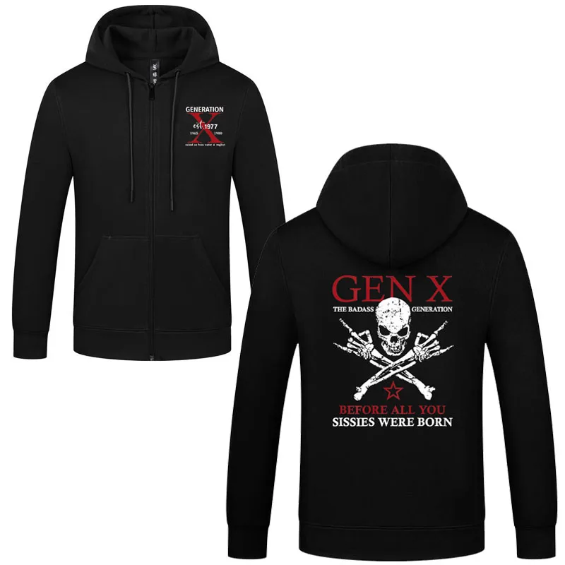 

X Generation Est. 1977 Before All You Sissie Were Born Skull Zipper Hoodie Father's Day Daddy Novelty Gift Fashion Hooded Coats