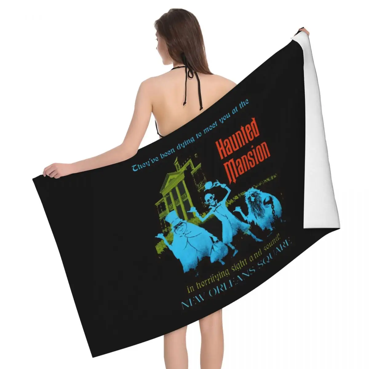 

Retro Vintage The Haunted Mansion Super Soft Microfiber Beach Bath Towel Quick Dry Halloween Ghost Shower Pool Towels