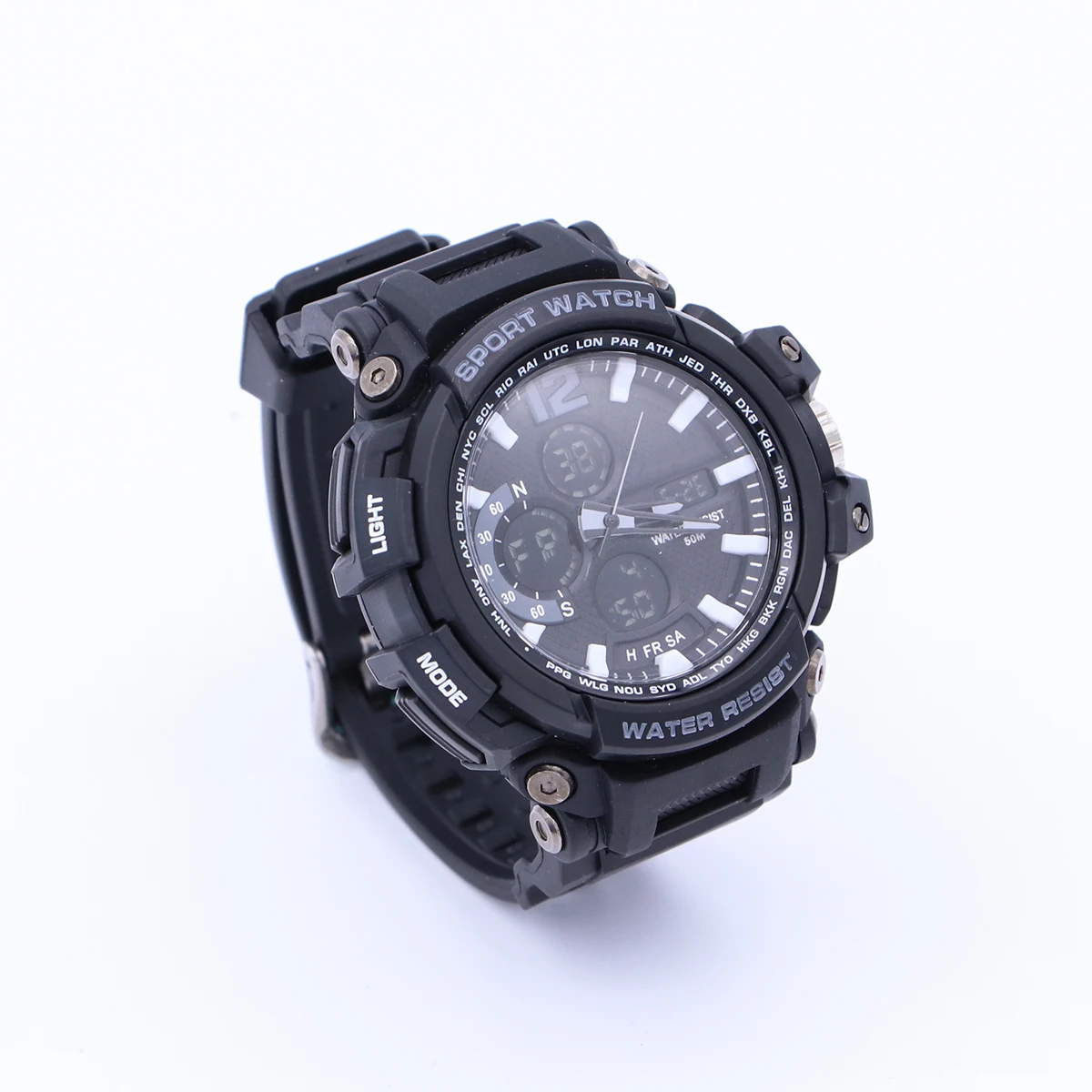 

Waterproof Nightlight Watch Digital Watches LED Analog Quartz Movement Sports 50M Water Resistant PU Strap Adjustable Stainless
