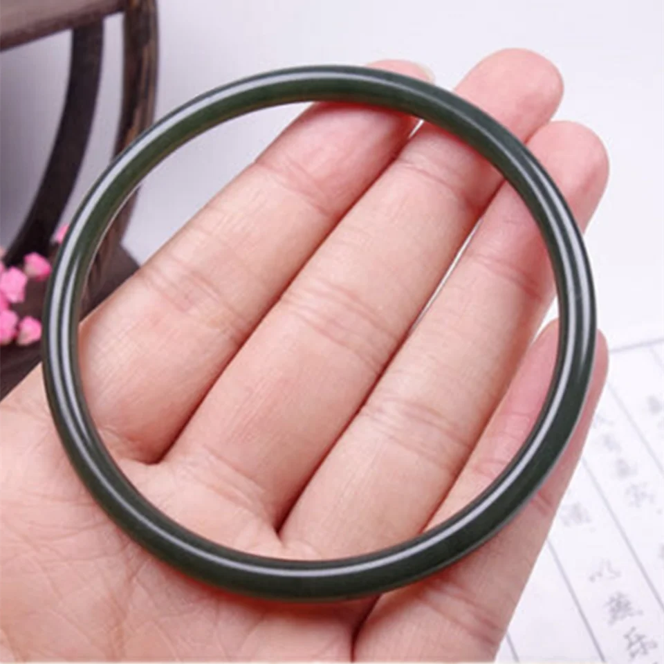 

New Natura Hetian QingJade Round Bracelets Fine Jade Exquisite Bangles Fashion Boutique Handring High-quality Jewellry