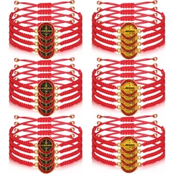 24PCS San Benito Bracelet Handmade Red Knot String Rosary Bracelet Benedictine Blessing Friendship Bracelet for Women Men