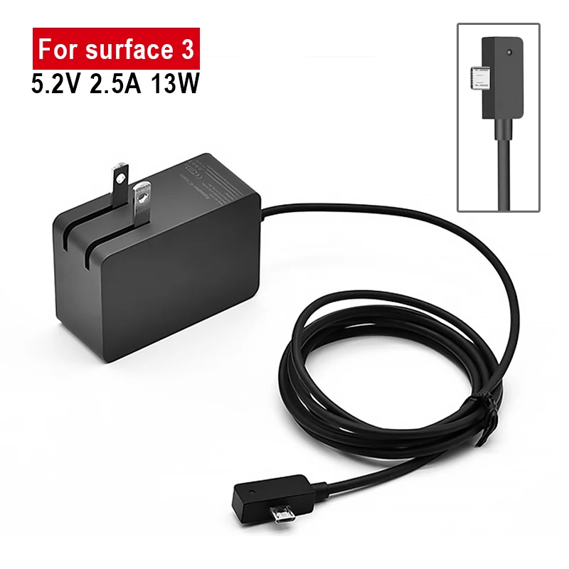 

5.2V 2.5A 13W Power AC Adapter Wall Charger For Microsoft Surface 3 1623 1624 1645 Micro USB Tablet Laptop