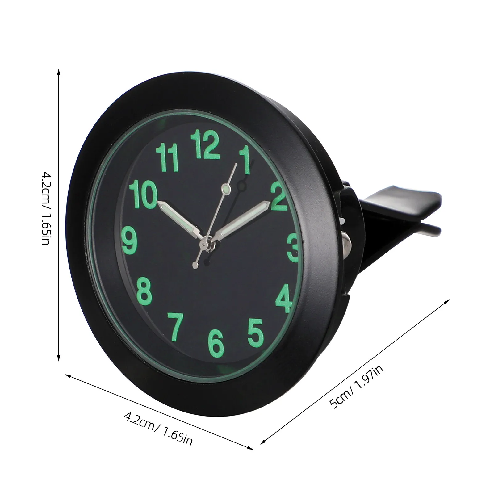 Car Dashboard Mini Quartz Clock Luminous Pointer Air Vent Clip Portable Auto Light Electronic Clock for Safer