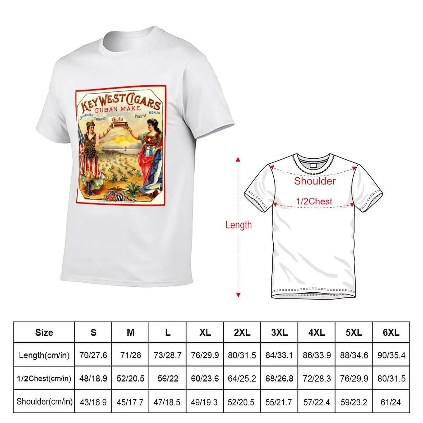 KEY WEST CIGARS : Vintage 1898 Cuban Advertising Print T-Shirt anime figures quick drying shirts graphic Men's t-shirts