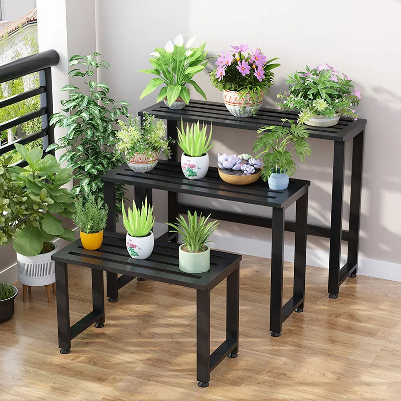 Full wrought iron outdoor air conditioner external unit rack balcony multi-layer flower stand outdoor bonsai stand