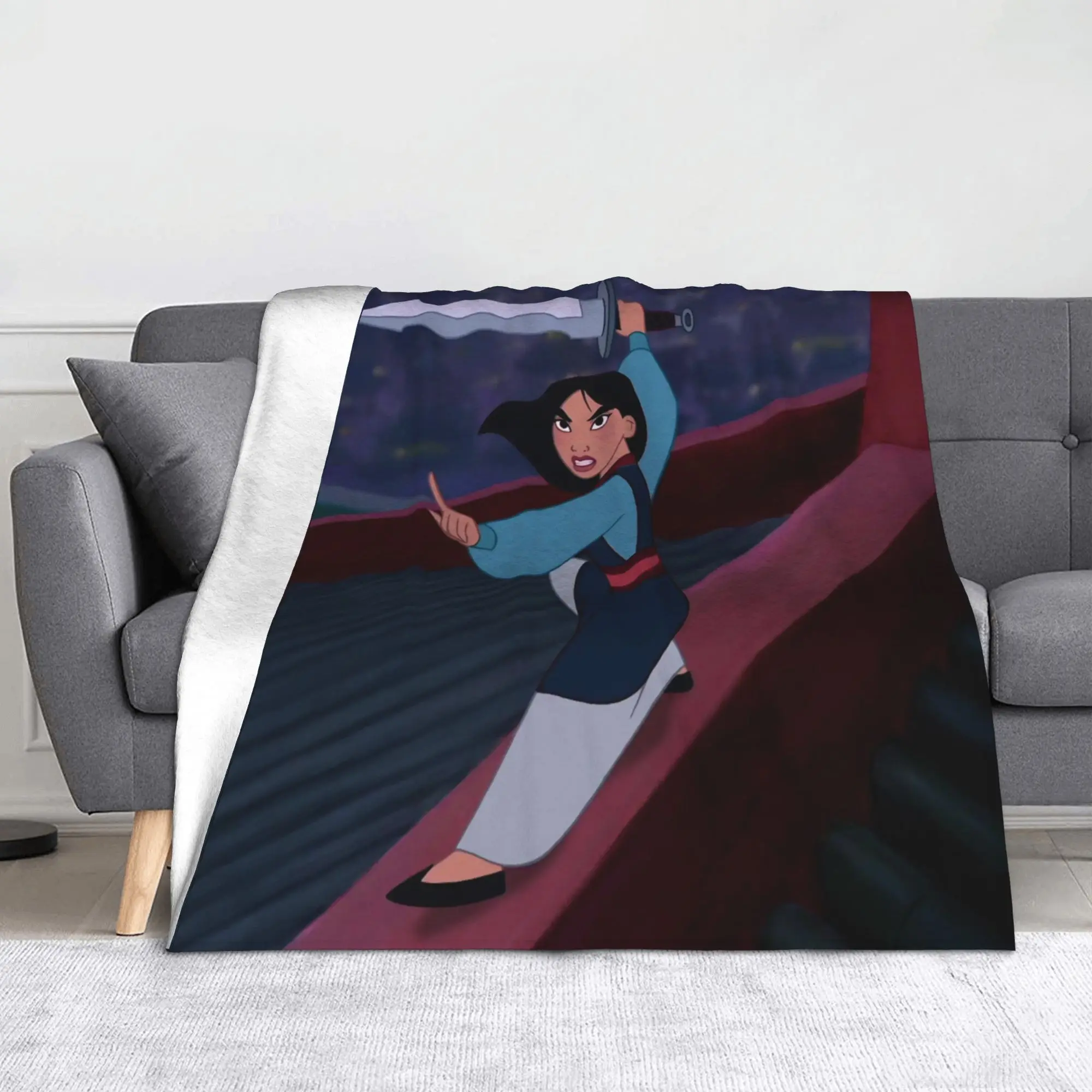 

Вязаные одеяла принцессы Мулан, фланелевые кунг-фу, супер теплые пледы с героями мультфильмов для самолета, дорожное покрывало