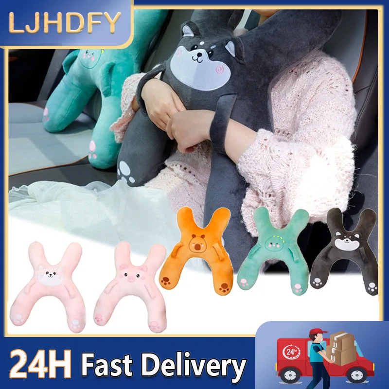 Almofada de Carro com Desenho Animado Fofo, Almofada Infantil para Carro, Apoio de Cabeça Removível e Confortável, Suporte Lombar Respirável para Carr