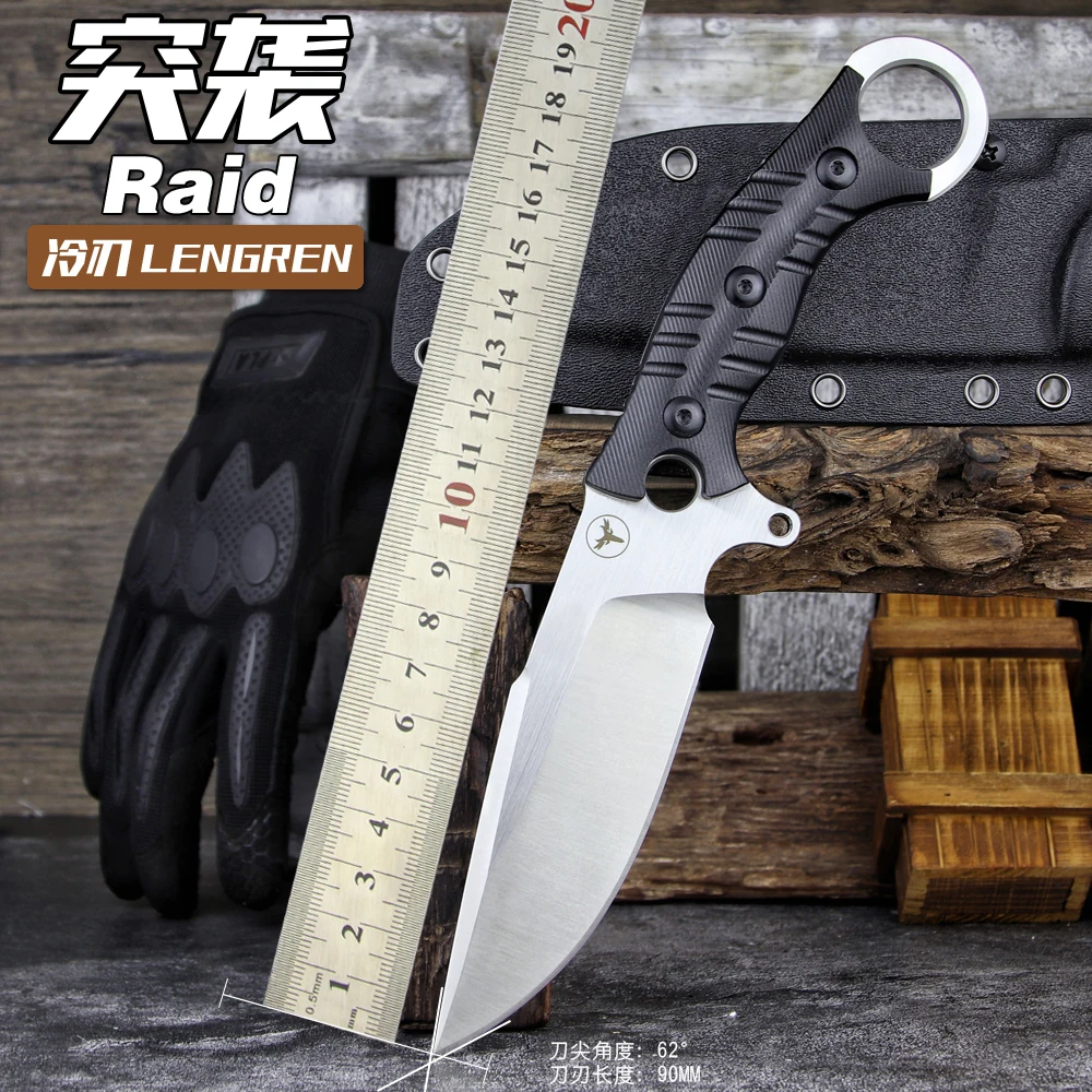 

LENGREN 12,2-дюймовый охотничий нож с фиксированным лезвием Full Tang, стальная ручка DC53, уличный нож с когтями, инструменты для кемпинга EDC, оболочки для кайдекса