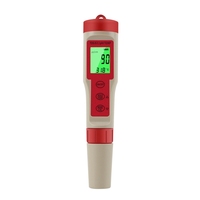 1 PCS 4-In-1 Digital Water Quality Tester PH/TDS/EC/Temperature Meter Red & White For Pools Aquariums Drinking Water