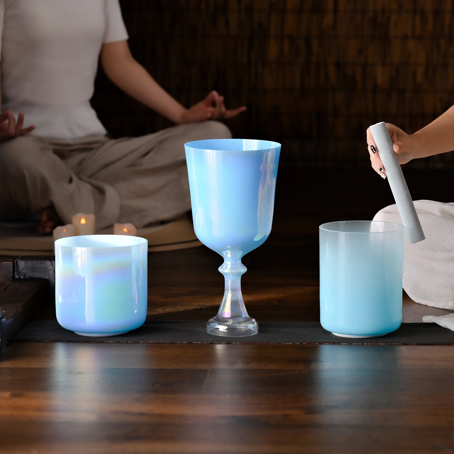 Clear Quartz Singing Bowl And Crystal Singing Grail Crucible Set With Mallet-99.99% Purity 440/432Hz Sound Healing