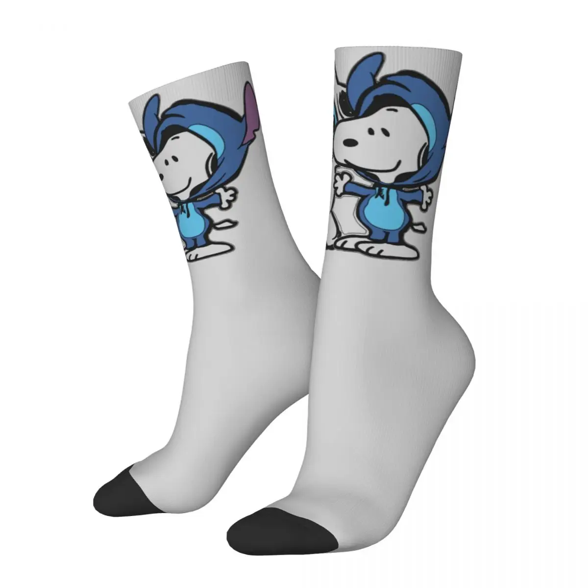 Funny Stich And Snoopy Theme Design Crew Socks Merchandise for Girl Non-slip Printing Socks