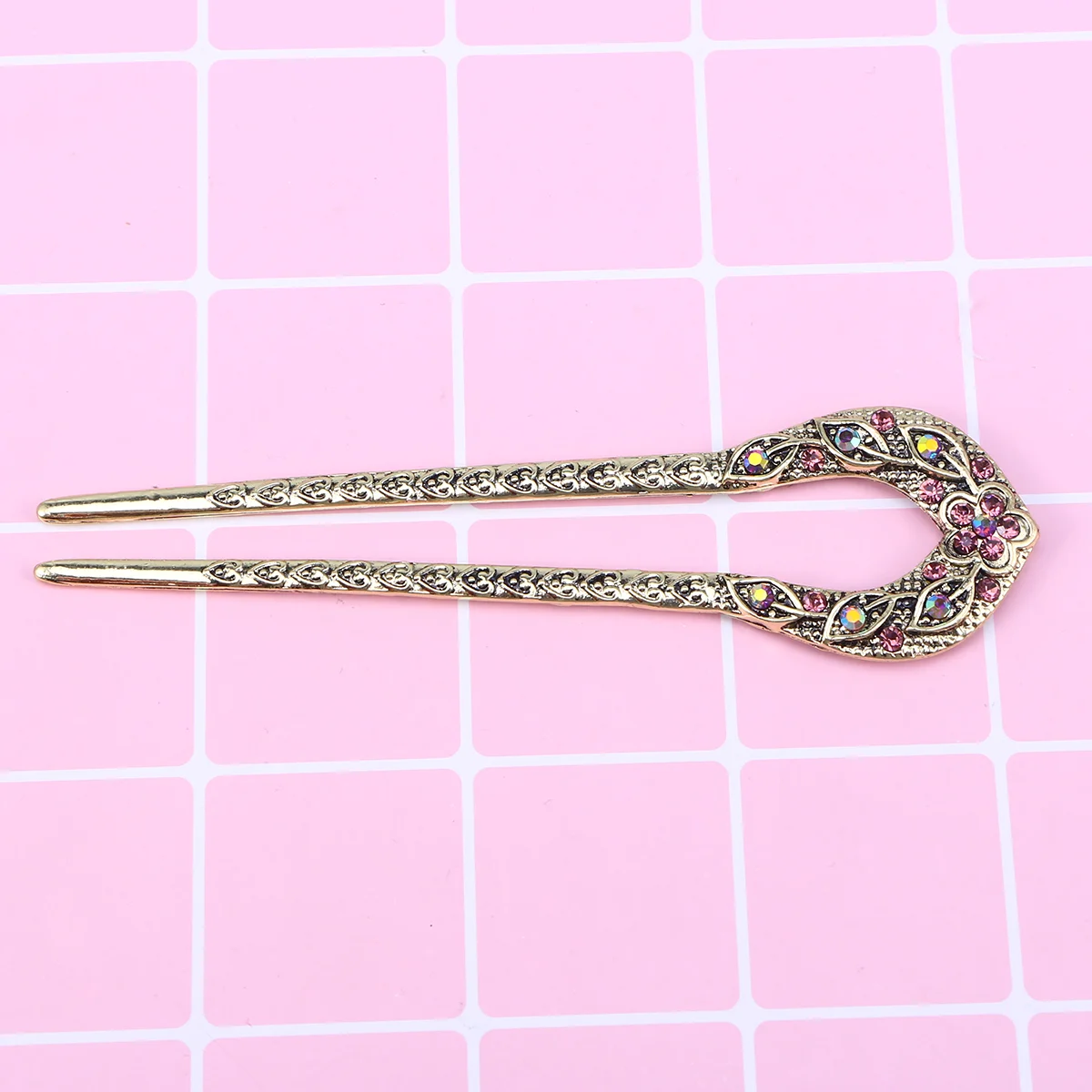 

Chinese Hair Sticks Hairstyle Accessory Clip Hairpin Barrettes Crystal Double Prong Chignon