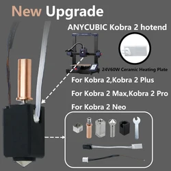 For Anycubic Kobra 2 Hotend Kit 3D Print Silicone Sleeve Brass Hardened Steel Nozzles for Kobra2 Plus/ Kobra2 Pro/ Kobra2 Neo