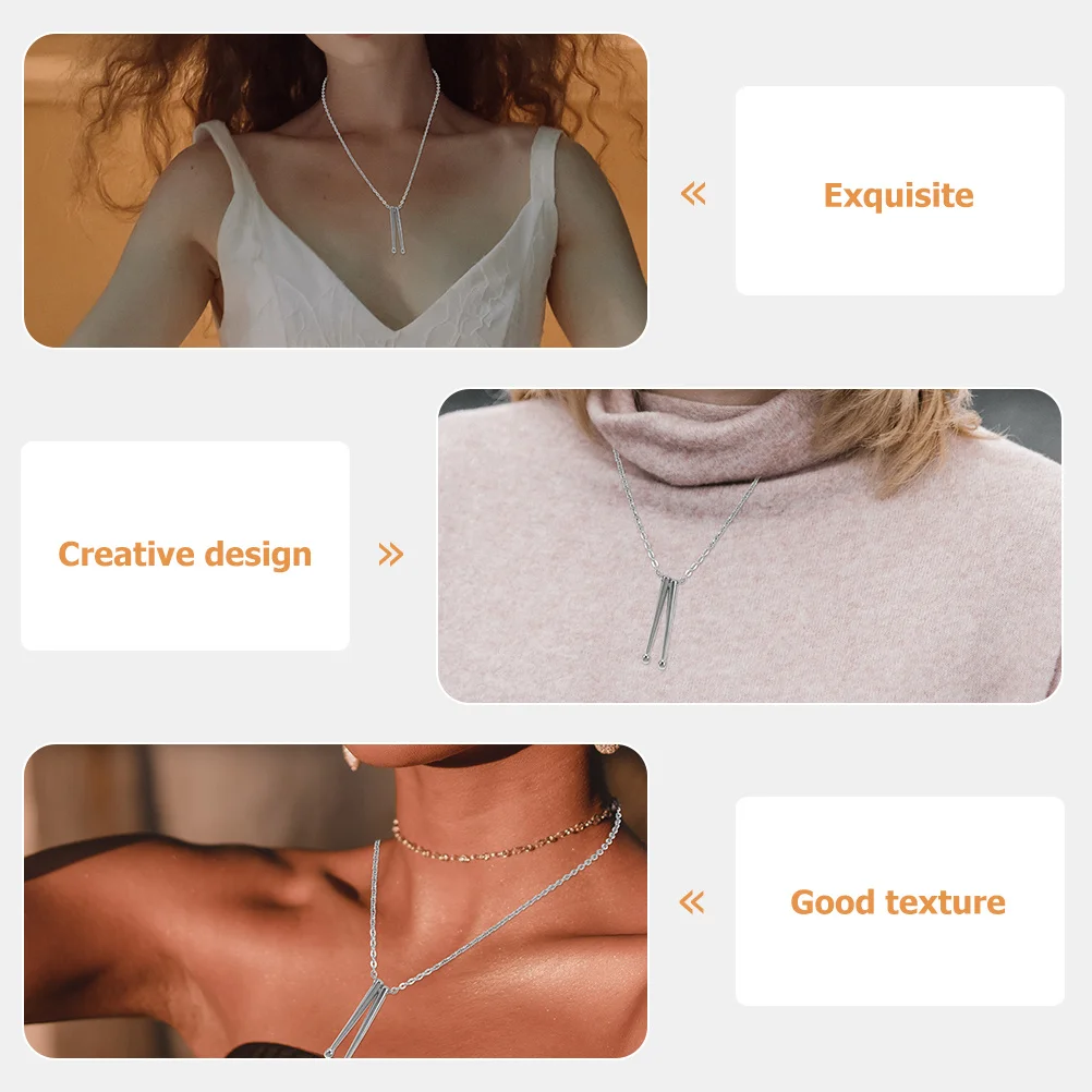 

2Pcs Drum Stick Charm Necklace Titanium Alloy Necklace Durable Clavicle Chain Music Lover Gift Hip-Hop Neck Chain