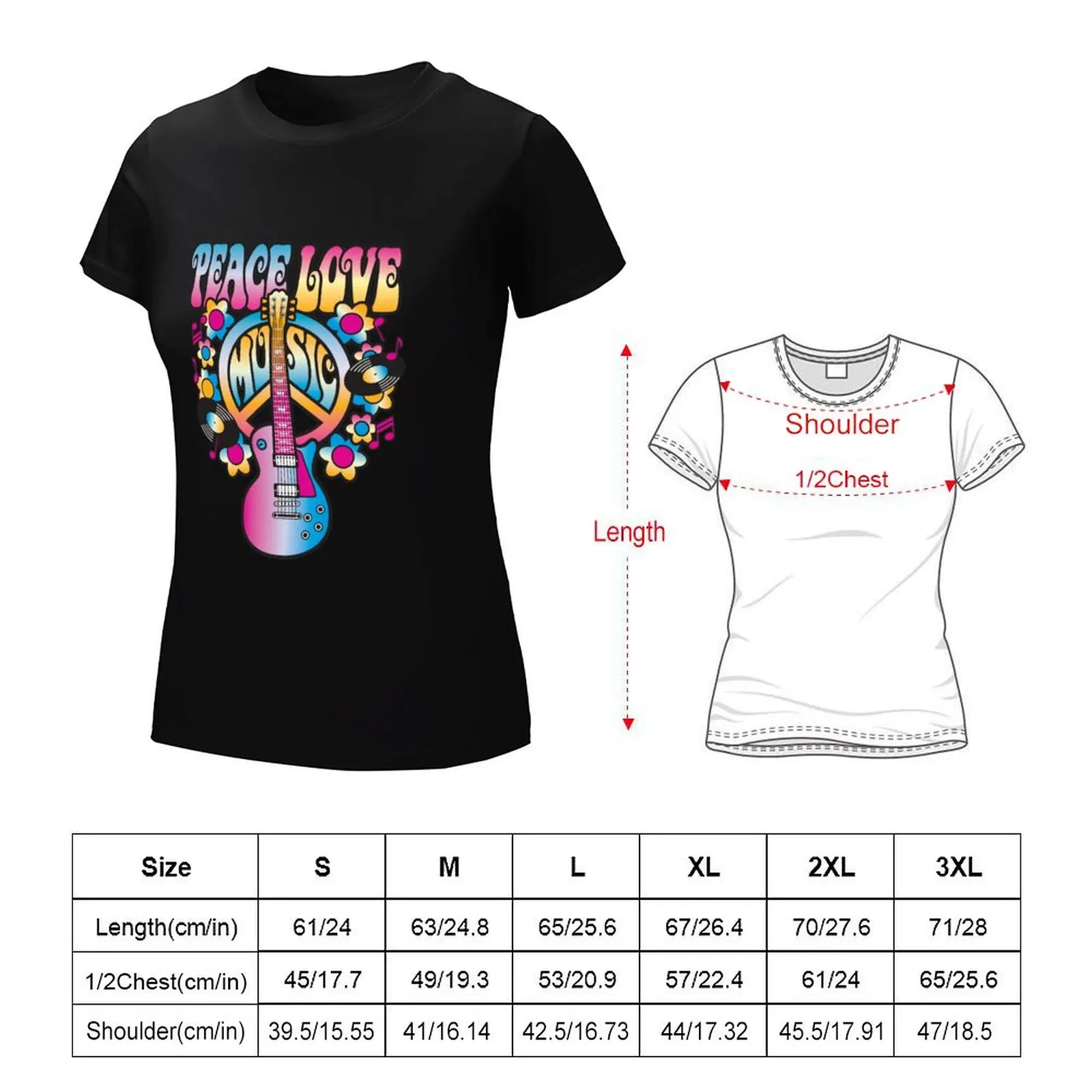 Frieden, Liebe und Musik T-Shirt Sommer Tops Bluse Tops Frauen