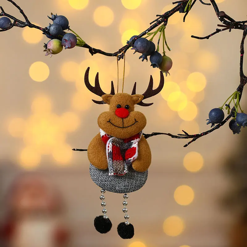 Décorations d'arbre de noël en peluche, jouets suspendus, ensemble d'ornements de noël, décorations de bonhomme de neige, pendentifs suspendus, poupées