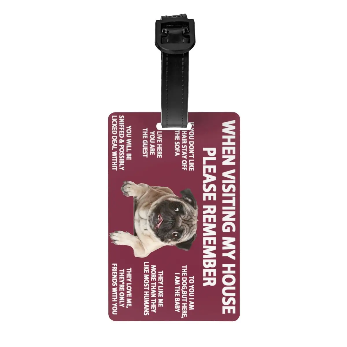 Bagagem Tags para Malas, Privacidade Cover, Nome ID Card, Lovely Pug Dog