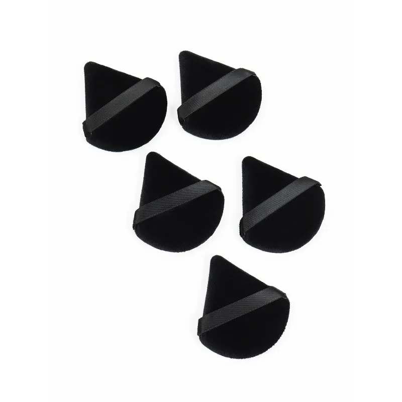 إسفنجة مكياج 3 في 1 باللون الأسود المخملي منتفخة على شكل مثلث لمزج السائل/الكريمي/المسحوق، خلاط ناعم غير لاتكس مع محمول