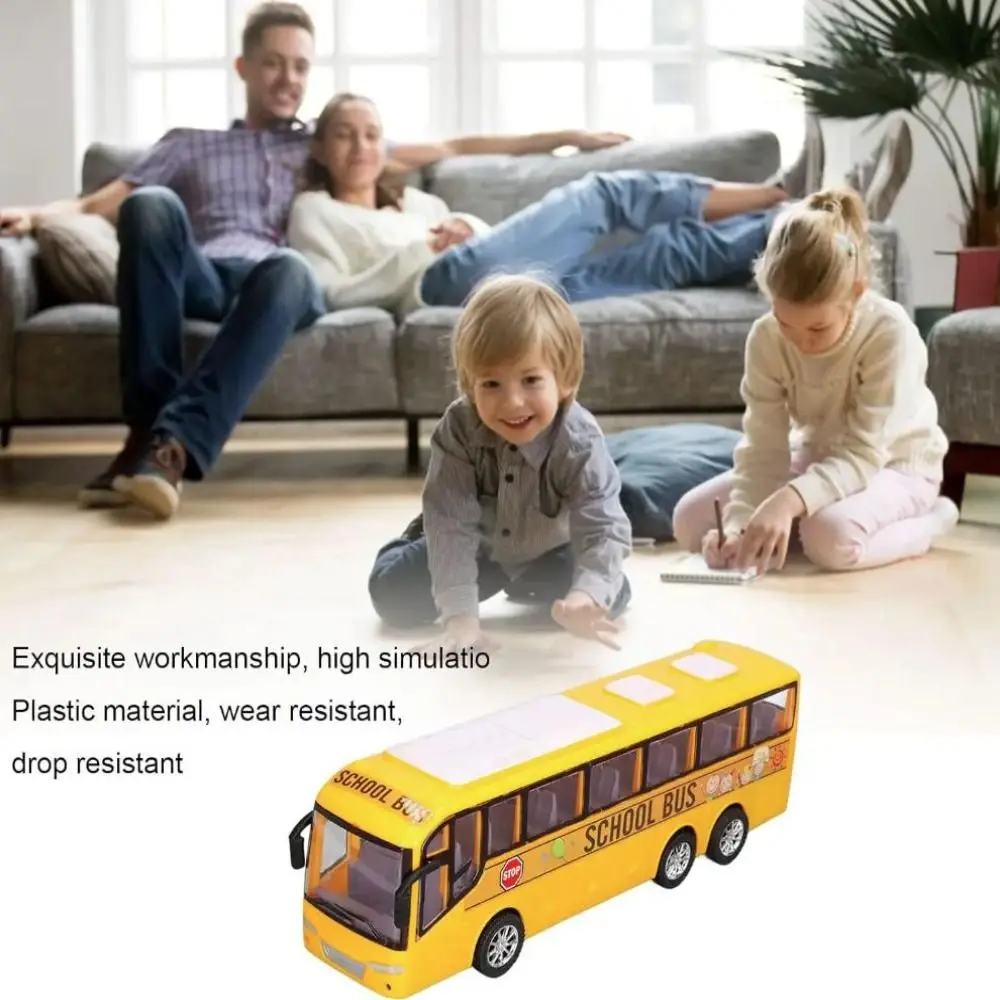 

12.5 Inch School Bus Model Car Toys Yellow Color 1/16 Scale Bus Model Car Toys Pull Back Plastic Material Inertia City Bus Toy