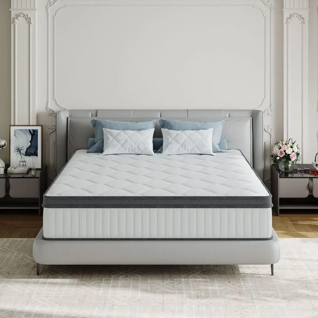 

Queen Mattress, 12 Inch Medium Firm Hybrid Mattress with Pocketed Spring