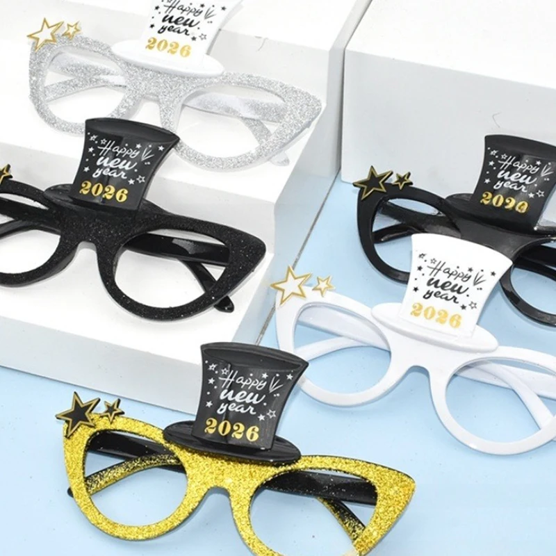 1/3 قطعة 2026 سنة جديدة سعيدة عدد النظارات الماس بريق النظارات الشمسية تأثيري الدعامة عيد الميلاد الطرف الديكور مضحك وهج نظارات