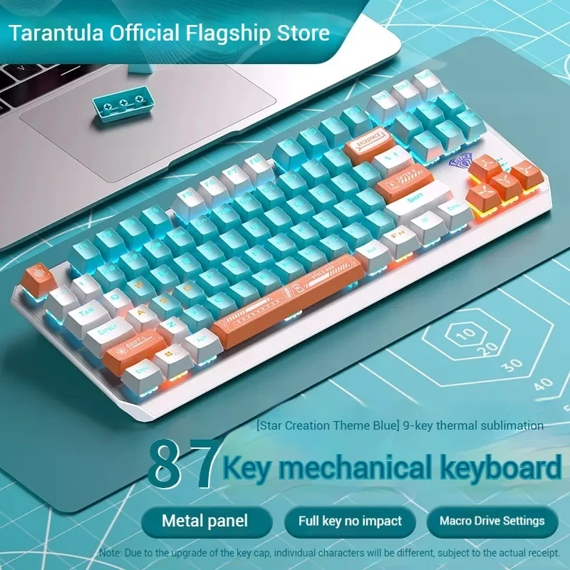 

Aual Mechanical Keyboard F3087 Key Green Red Black Tea Axis Esports Game Home Business Wired Keyboard Halloween Christmas Gift