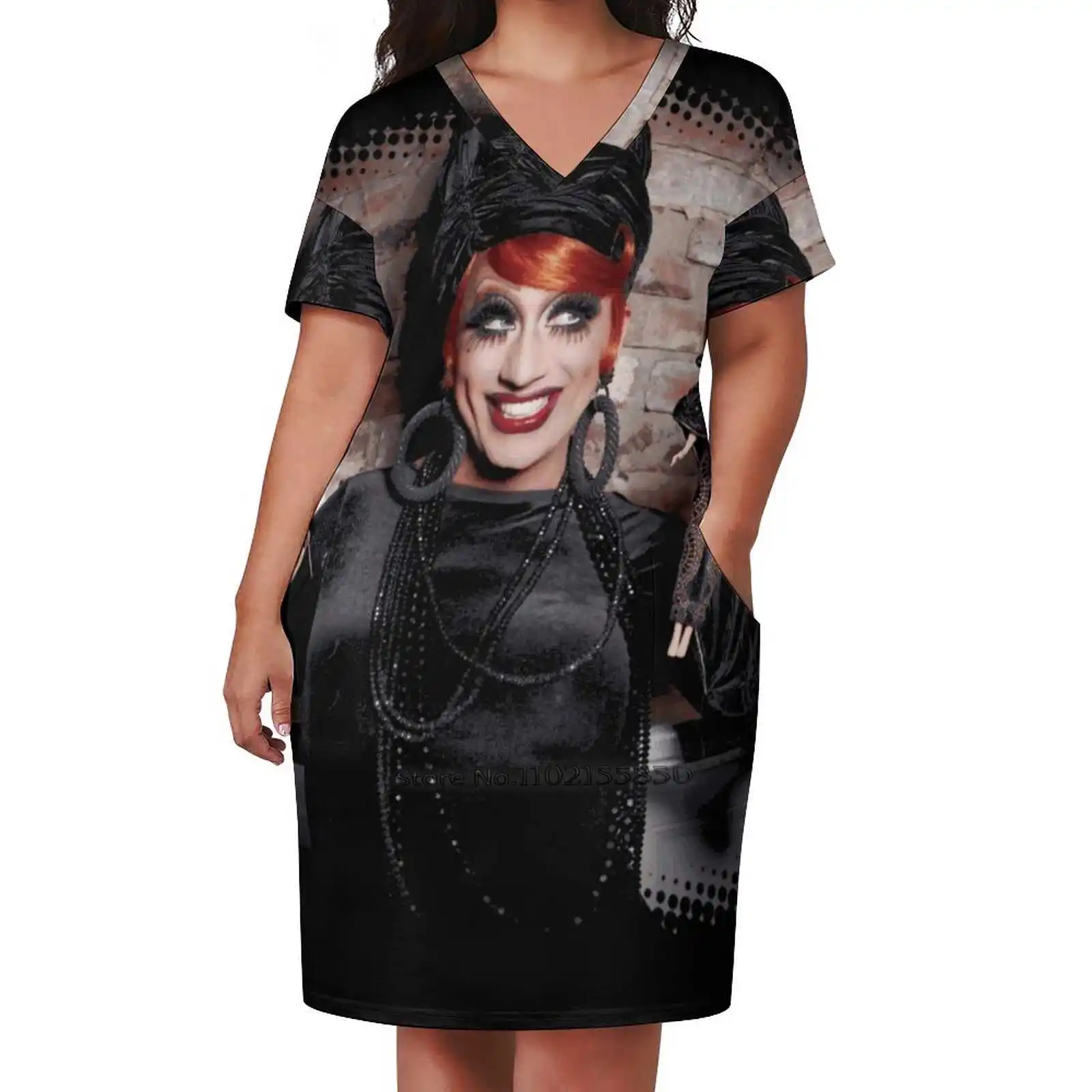 Bianca Loose Pocket Dress Summer Sexy V Neck Dress Print Short Sleeve Dress Rupauls Drag Race Rpdr Drag Race Power Reality Show