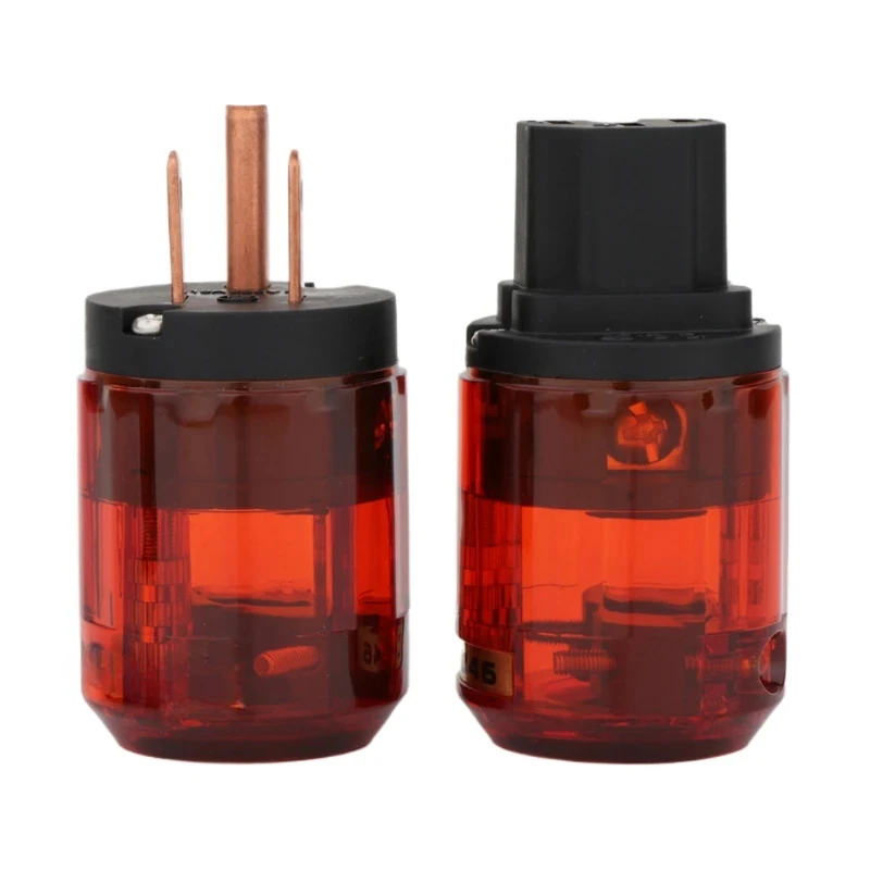 P-046 Red Copper Plated US Schuko Power Plug C-046 15A C13 IEC Connector HiFi Audio Adapter