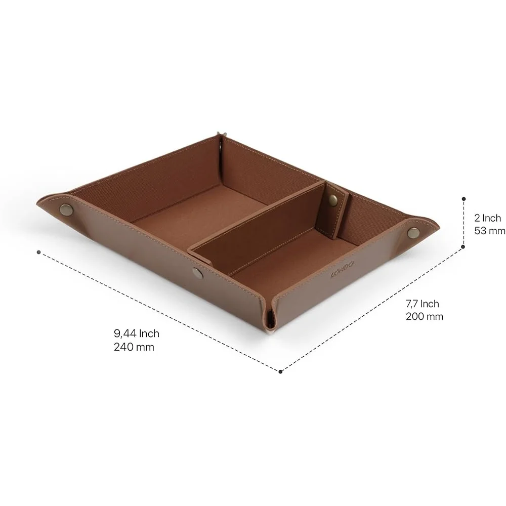 Leather Tray Organizer Lightweight Water Resistant Desk Storage Box Wallets Watches Keys Coins Cell Practical Accessory