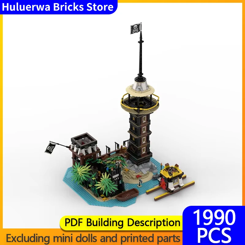 Street View Model MOC Building Bricks Pirate Lighthouse Fortress Modular Technology Gifts Holiday Assemble Children Toys Suit