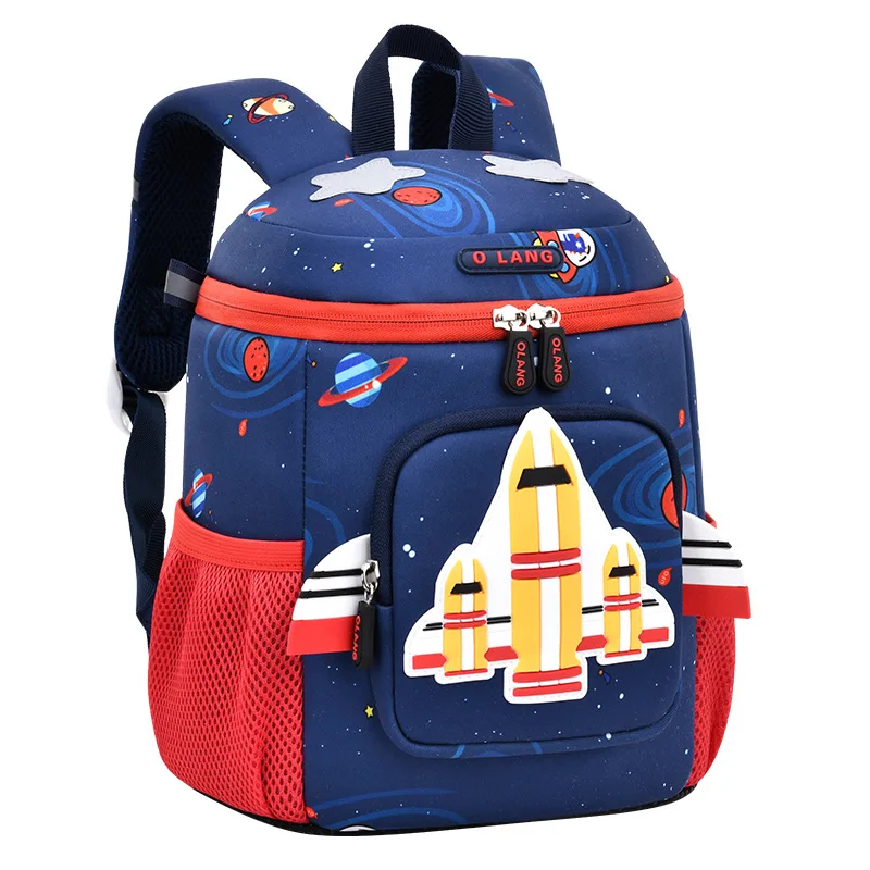 Sacs d\'école d\'avion spatial de dessin animé pour garçons et filles, sac à dos pour tout-petits, cartable de voyage pour enfants, mode