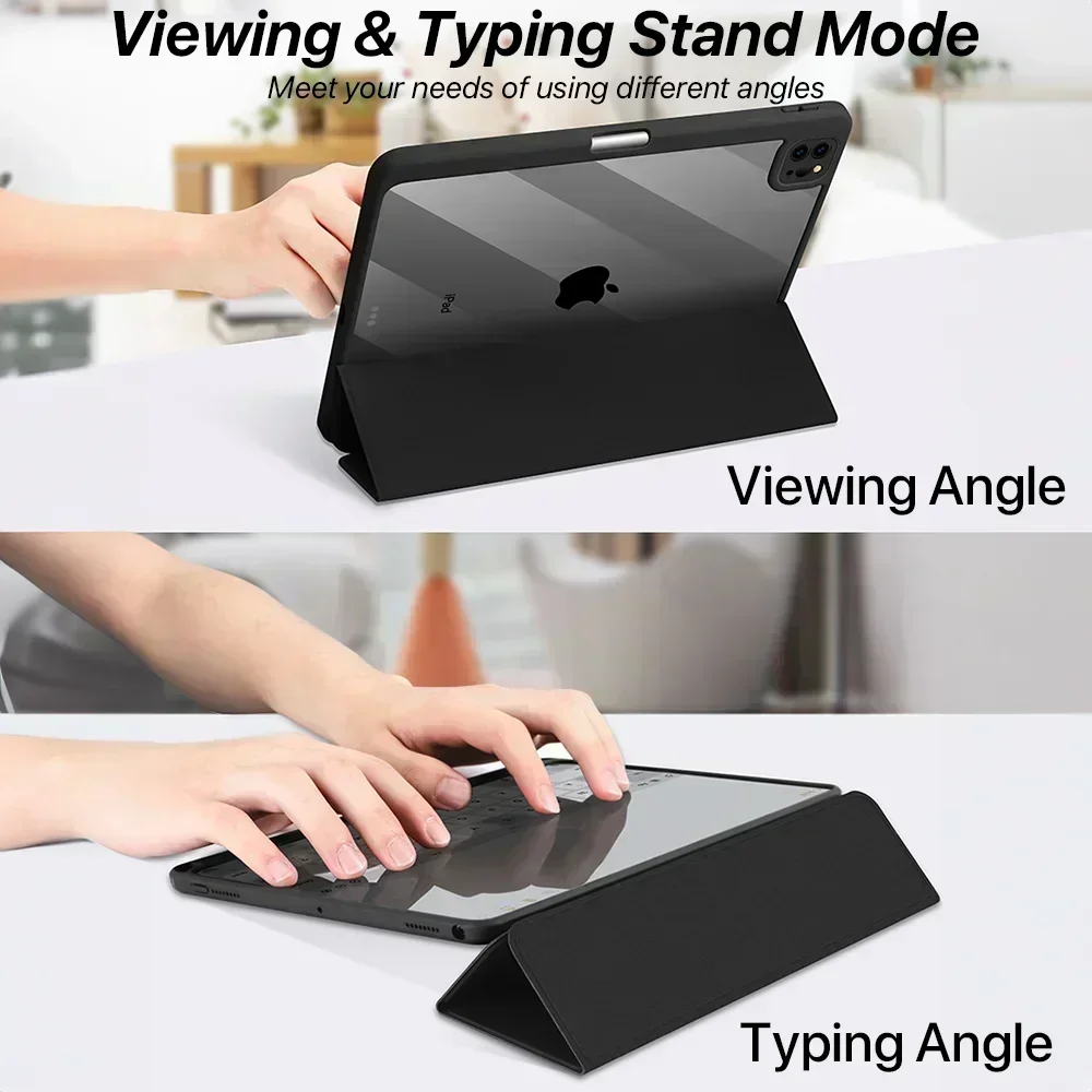 保護ペンホルダー付き透明ケース,iPad 10.9,air4,air5,5,6,7,8,9,10インチ,mini 6,pro 11,12.9インチ