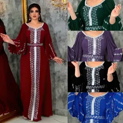 Luxury Dubai Diamonds Abayas for Women African Dresses Dashiki Evening Gown Muslim Dress Eid Djellaba Islam Jalabiya Caftan Robe