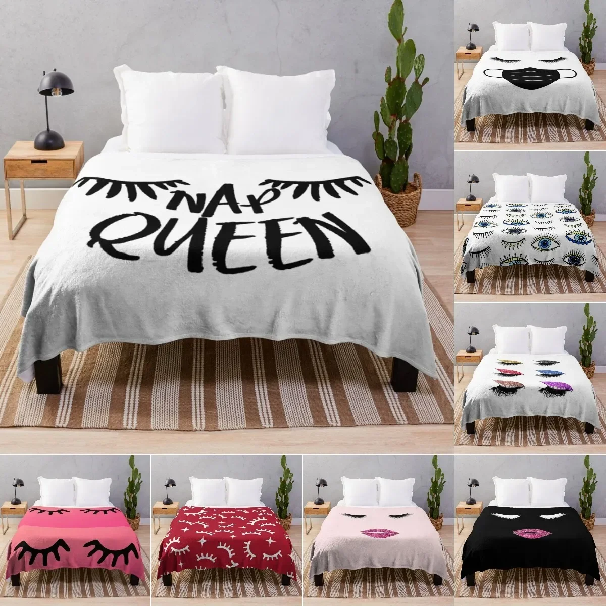 

Eyelash Blanket Black Girl Lashes,Sublimation Blanket Esthetician Gifts Throw for Lash Bed Sofa Couch Decor,Queen King Twin Size