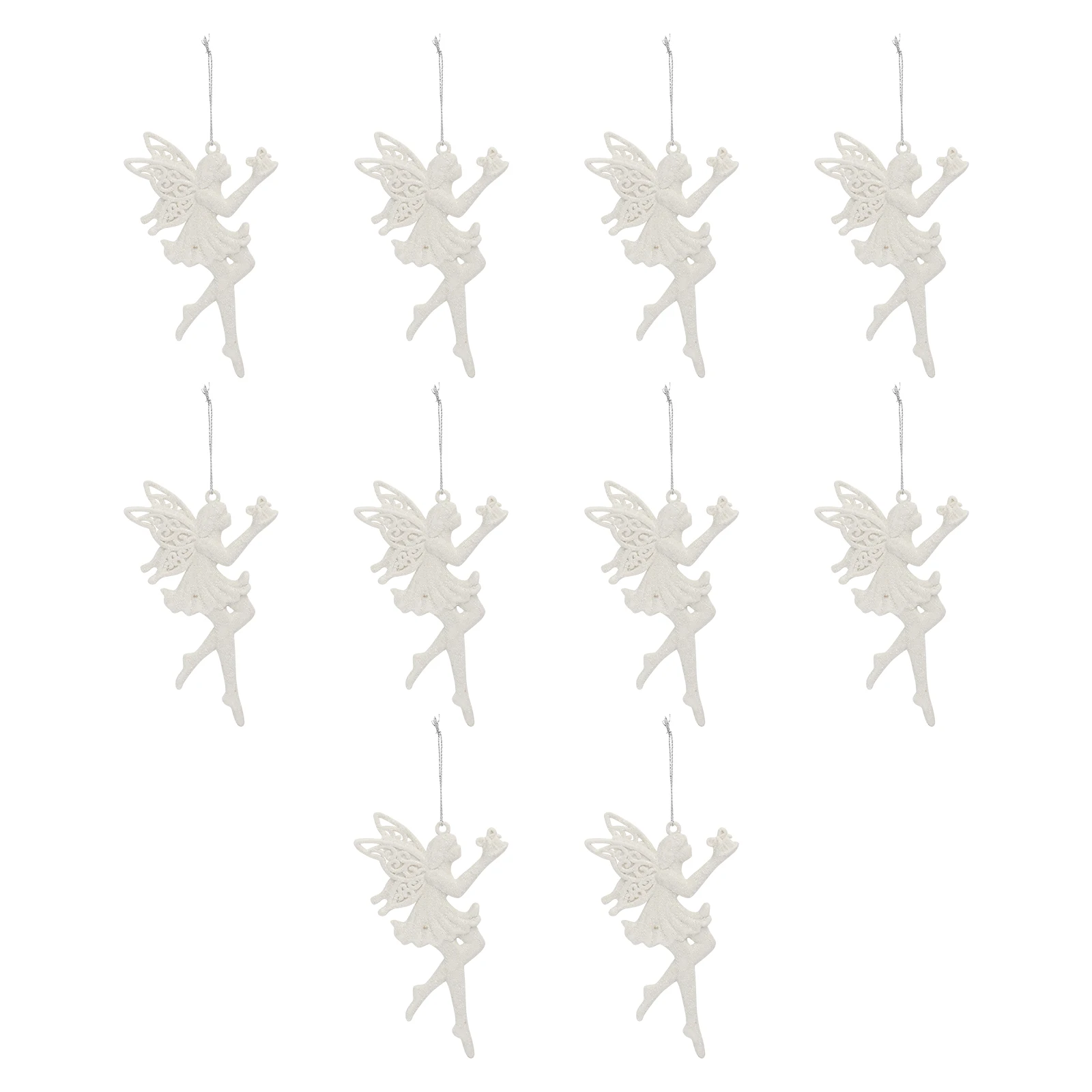 

10Pcs Christmas Tree Pendant White Plastic Hanging Decoration Xmas Party Supplies Tree Pendant Christmas Hanging Decor