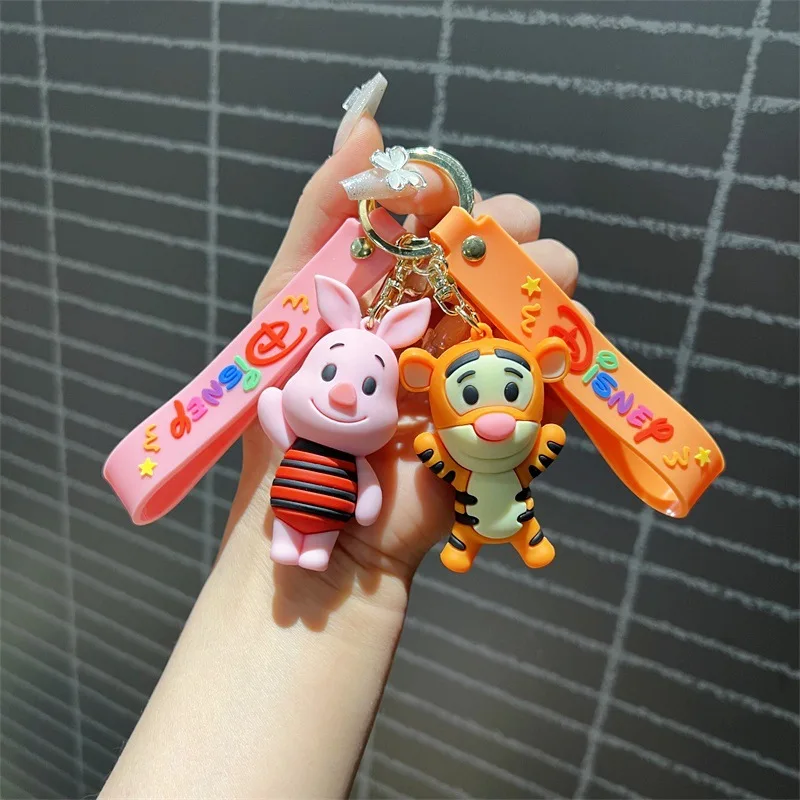 Cartoon Disney Cute Pooh Bear Piglet Eeyore Keychain Car Doll Bag Lovely Keyring Gift for Kids Friends Accessories Keys Holder