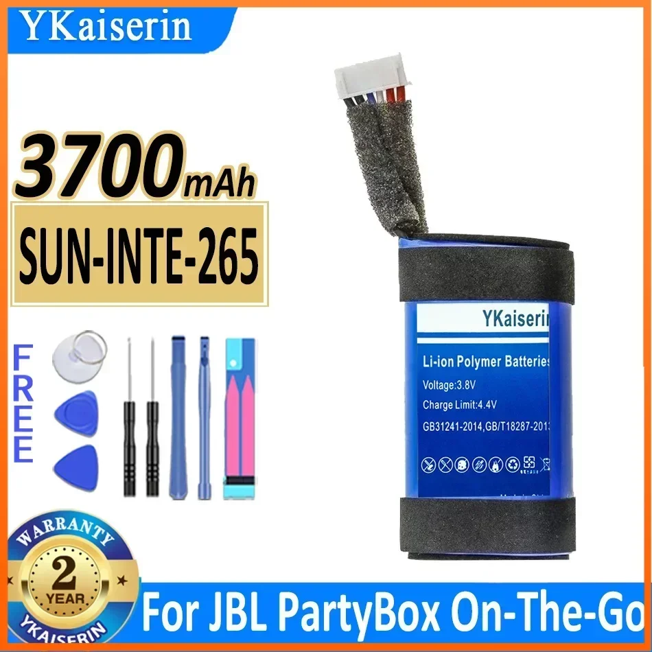 YKaiserin 3700mAh Replacement Battery SUN-INTE-265 for JBL PartyBox on-The-Go Speaker  Bateria Warranty 2 Years + Free Tools