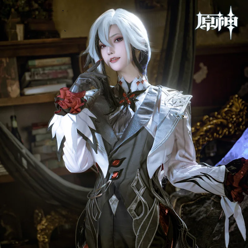 2023 Arlecchino Cosplay Genshin Impact Women Gray swallow tailed dress full suit Anime Costume