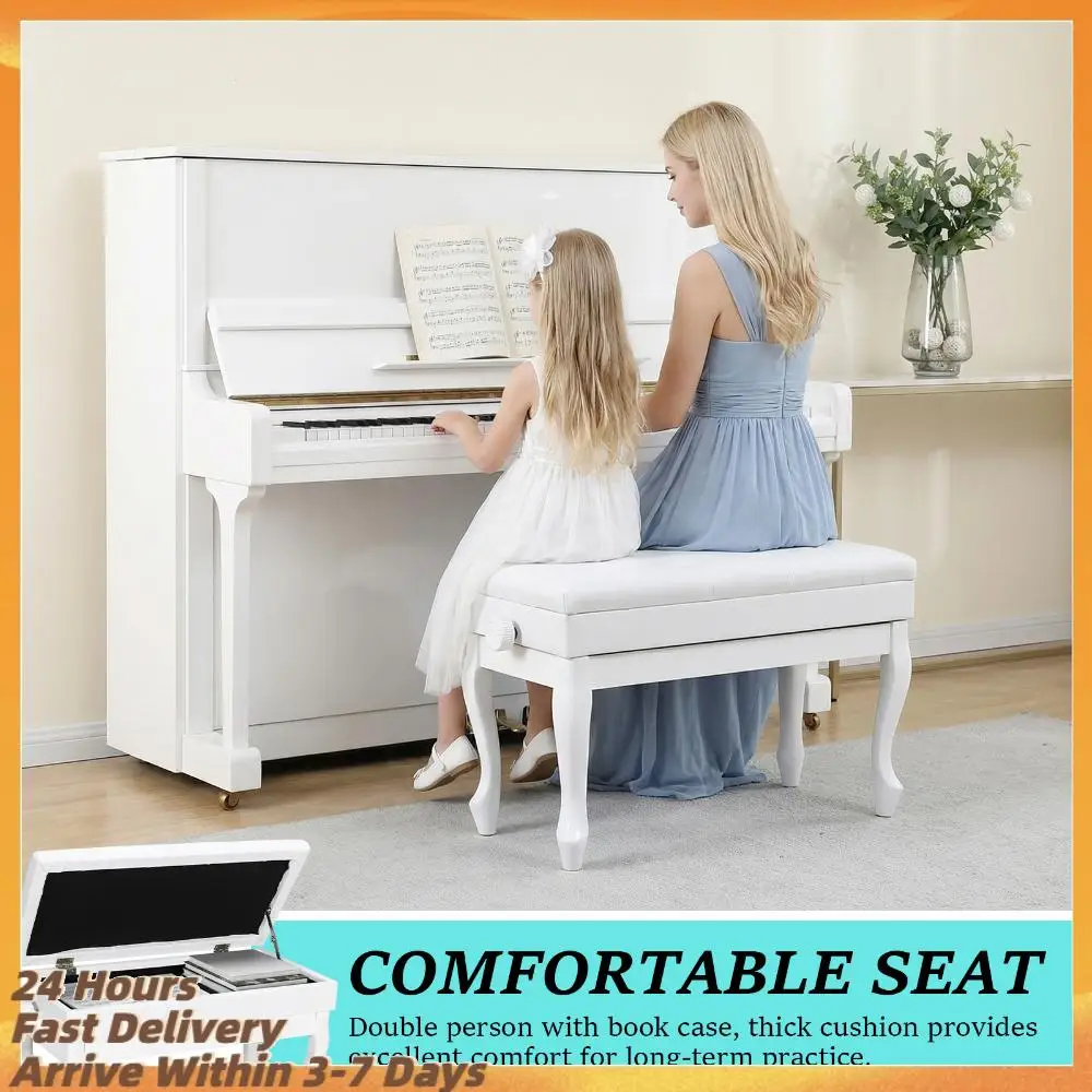 

Thickened Piano Chair with Bookcase Heavy Duty Wooden Piano Stool Multi-Purpose Lifting Piano Bench Gift for Music Lover