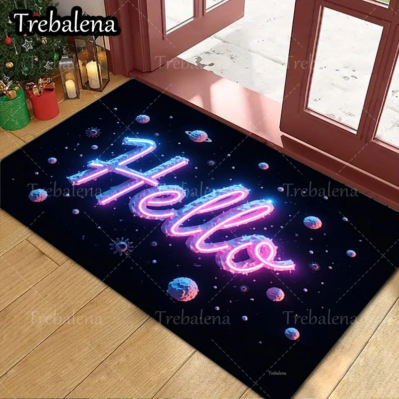 

1pc Welcome Door Mat Space Galaxy Hello Doormat Welcome Mat for Home Decor Entryway Rug